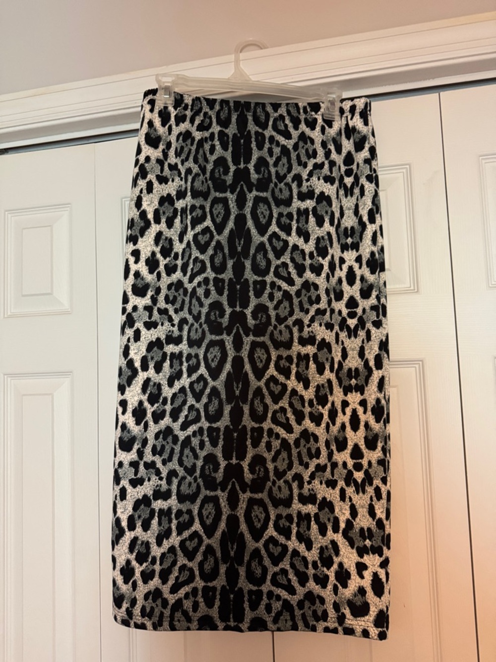 Grey and Black Leopard-Print Skirt